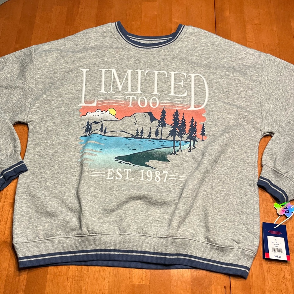 Limited Too Sweatshirt Large Grey NWT